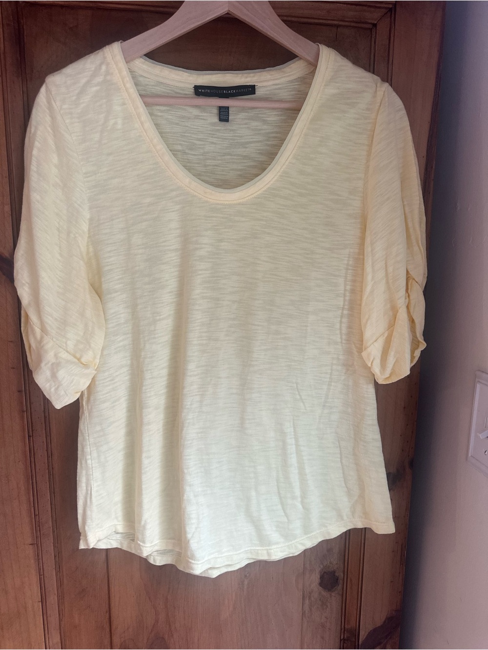 White House Black Market Butter Yellow Scoop Neck Women's Top Medium